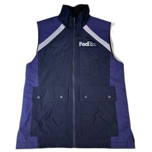 Vtg FedEx Stan Herman Reflective Utility Vest Sz S Post Office Mail Grunge 90s